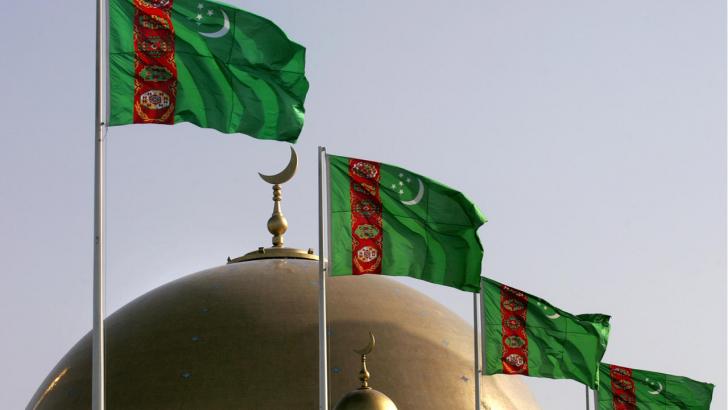 Flags fly in Turkmenistan